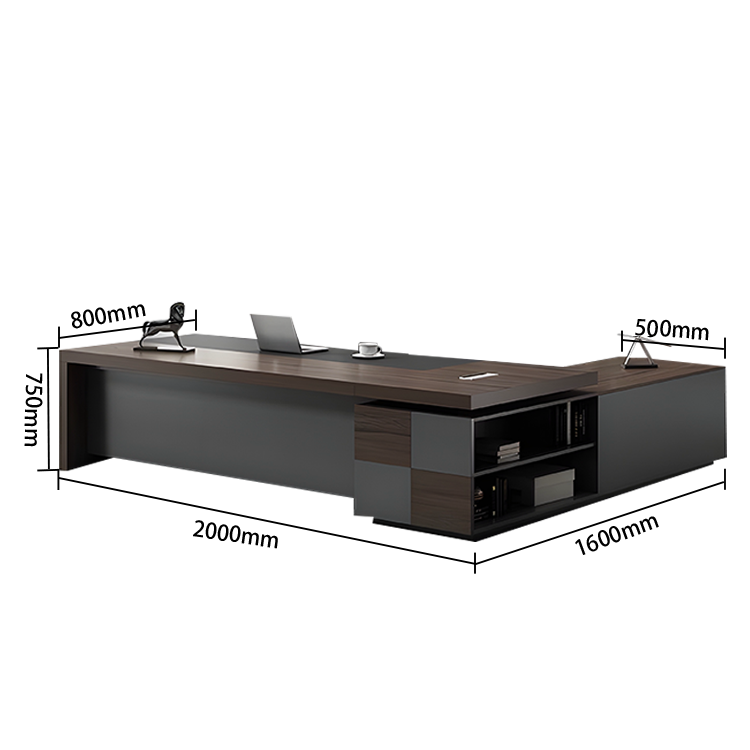 エグゼクティブデスク オフィスデスク 社長机 配線ボックス 大容量収納 ダークオーク ブラックレリーフ カスタマイズ可能 LBZ-N040