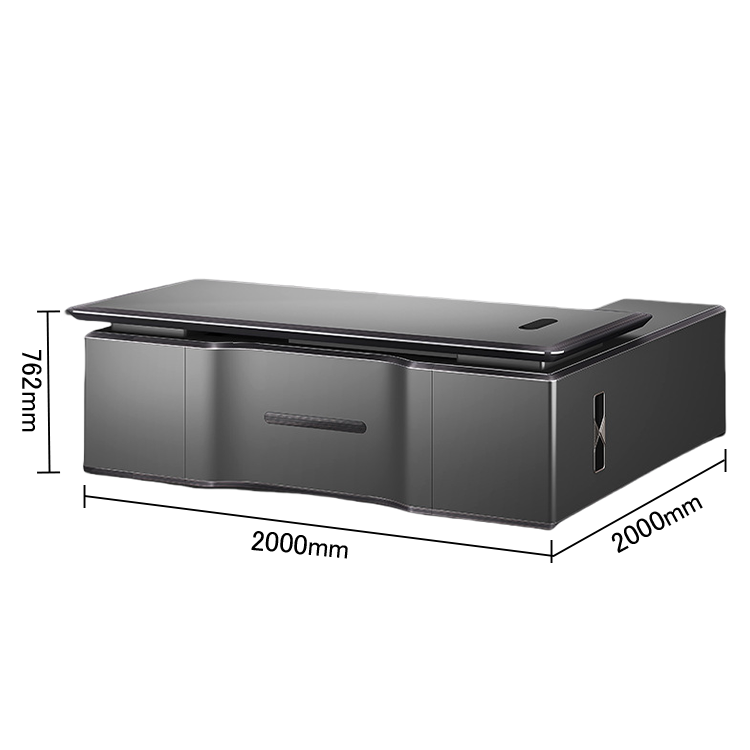 エグゼクティブデスク オフィスデスク 社長机 社長室 仕事用 指紋認証キー 厚手 上質 高級感 グレー カスタマイズ可能 LBZ-N045