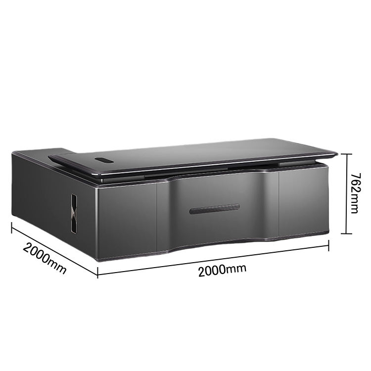 エグゼクティブデスク オフィスデスク 社長机 社長室 仕事用 指紋認証キー 厚手 上質 高級感 グレー カスタマイズ可能 LBZ-N045