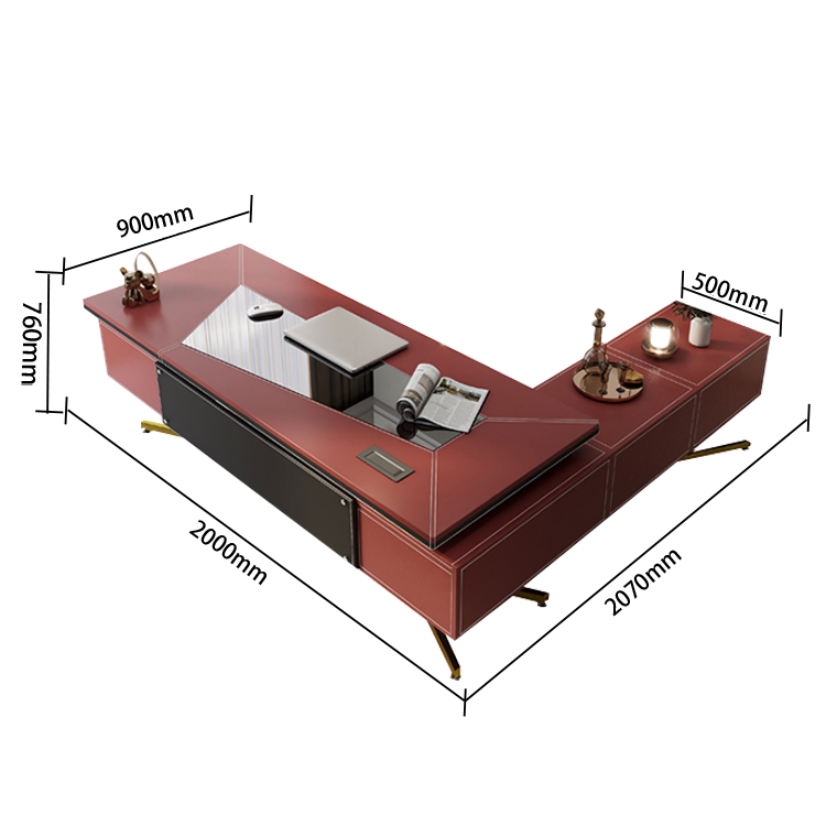 ワークデスク オフィスデスク 社長机 昇降可能デスク 電動昇降デスク 引き出し 大容量収納 オレンジ カスタマイズ可能 LBZ-N023