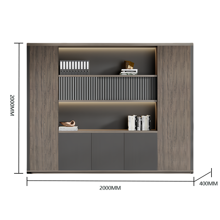 木製キャビネット オフィスキャビネット 多段式 ハンガーポール LEDライト 大容量収納 高級感 カスタマイズ可能 BGCWG-N033