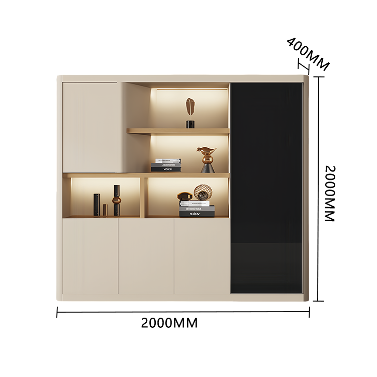 オフィスキャビネット ディスプレイラック 収納棚 社長室 オープン収納 多目的 大容量収納 おしゃれ モダン カーキ BGCWG-N041