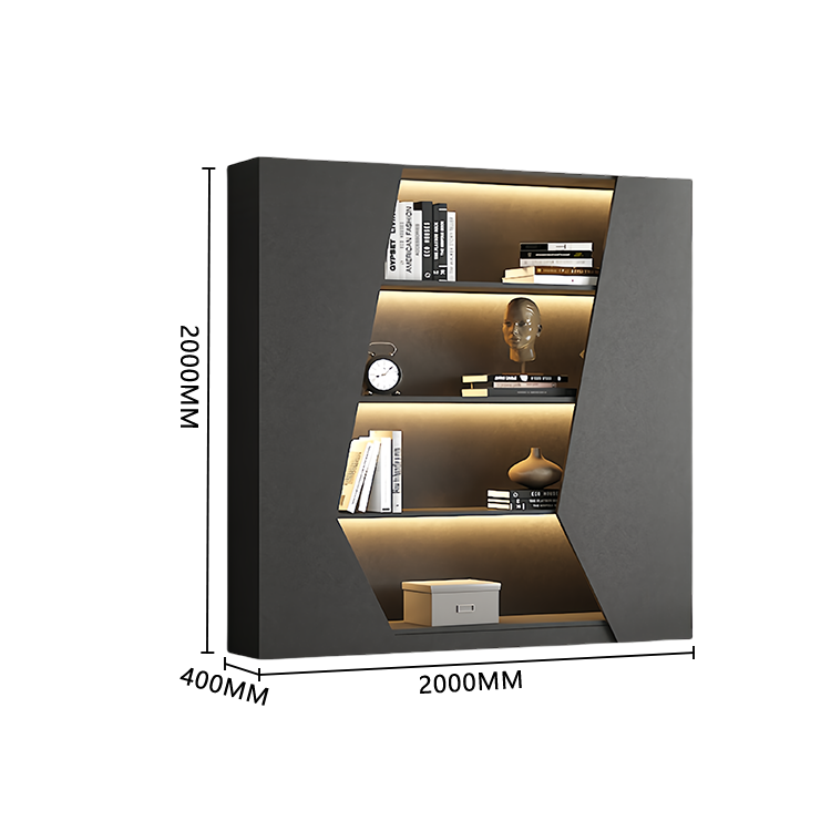 オフィスキャビネット ディスプレイラック 収納棚 分類収納 オープン収納 センサーライト グレー カスタマイズ可能 BGCWG-N049