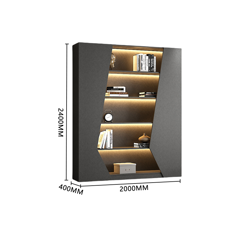 オフィスキャビネット ディスプレイラック 収納棚 分類収納 オープン収納 センサーライト グレー カスタマイズ可能 BGCWG-N049