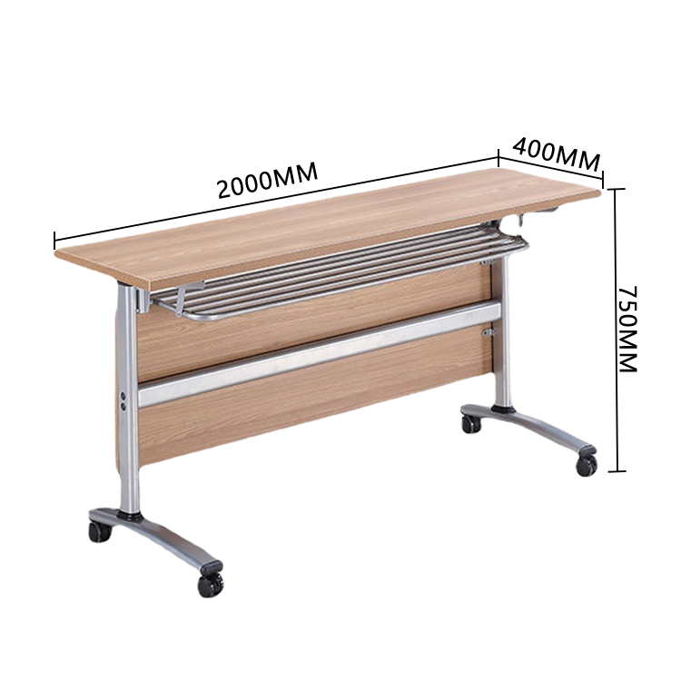 会議テーブル ミーティングテーブル 収納棚 キャスター 幕板 折りたたみ スチールフレーム ナチュラル カスタマイズ可能 HYZ-N046