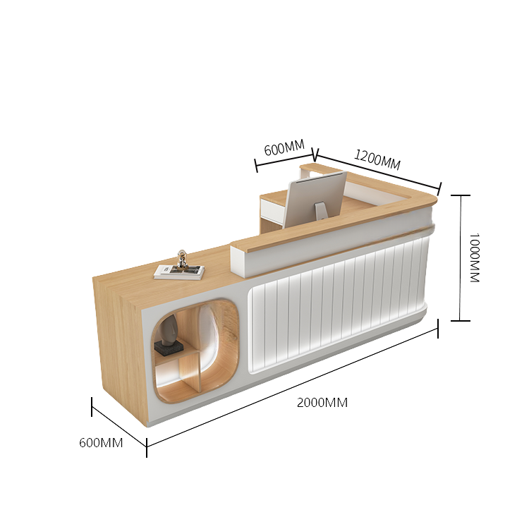 受付カウンター レジカウンター 受付台 大型カウンター サロン 収納 厚手 洗練 ベージュ カスタマイズ可能 JDQT-BODS-N003