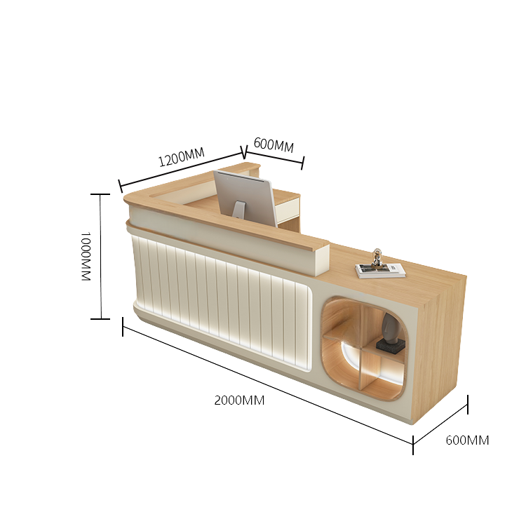 受付カウンター レジカウンター 受付台 大型カウンター サロン 収納 厚手 洗練 ベージュ カスタマイズ可能 JDQT-BODS-N003