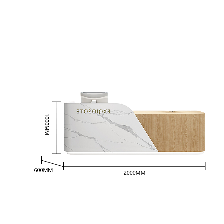 受付カウンター レジカウンター フロント 受付台 店舗用 美容院 大容量収納 ナチュラル カスタマイズ可能 JDQT-BODS-N001