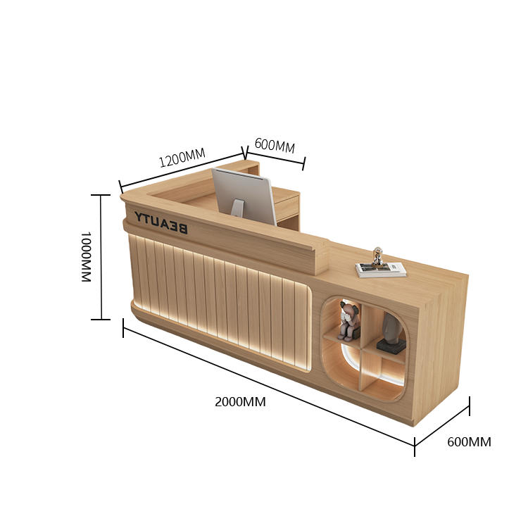 受付カウンター レジカウンター 受付台 大型カウンター サロン 収納 厚手 洗練 ベージュ カスタマイズ可能 JDQT-BODS-N003