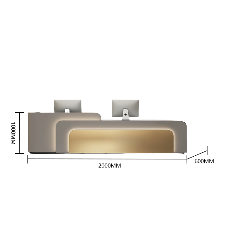 受付カウンター レジカウンター 店舗用 焼付塗装 LEDライト付き 大容量収納 ブラック カスタマイズ可能 JDQT-BODS-N024