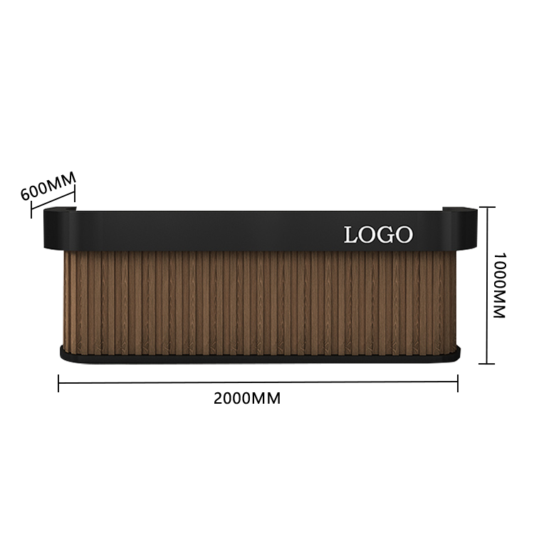 受付カウンター レジカウンター フロント エントランス受付 オフィスカウンター 美容室 ホテル 店舗用 引き出し 扉付き収納 オープン収納 台輪デザイン 厚重感 耐久性 高級感 上質 洗練 贅沢 ウォールナット グレー カスタマイズ可能 JDQT-N038