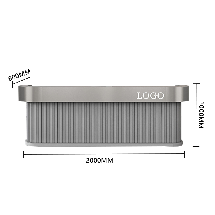 受付カウンター レジカウンター フロント エントランス受付 オフィスカウンター 美容室 ホテル 店舗用 引き出し 扉付き収納 オープン収納 台輪デザイン 厚重感 耐久性 高級感 上質 洗練 贅沢 ウォールナット グレー カスタマイズ可能 JDQT-N038