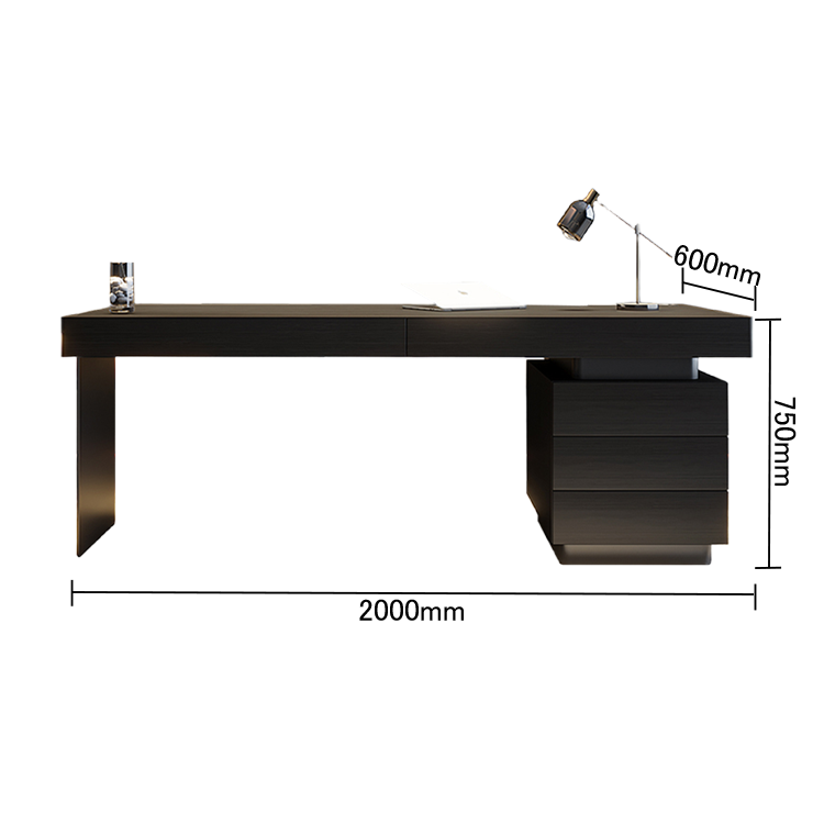 エグゼクティブデスク オフィスデスク 社長机 片袖机 木目調 引き出し収納 シンプル 洗練 ダークオーク カスタマイズ可能 LBZ-N059