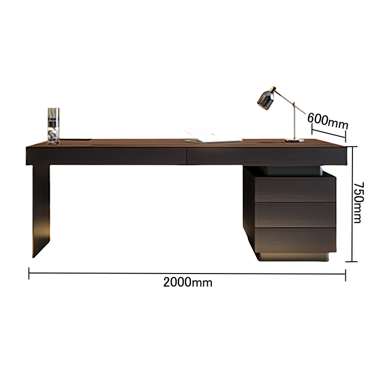 エグゼクティブデスク オフィスデスク 社長机 片袖机 木目調 引き出し収納 シンプル 洗練 ダークオーク カスタマイズ可能 LBZ-N059