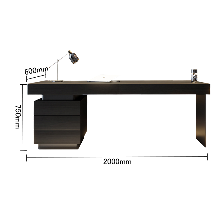 エグゼクティブデスク オフィスデスク 社長机 片袖机 木目調 引き出し収納 シンプル 洗練 ダークオーク カスタマイズ可能 LBZ-N059