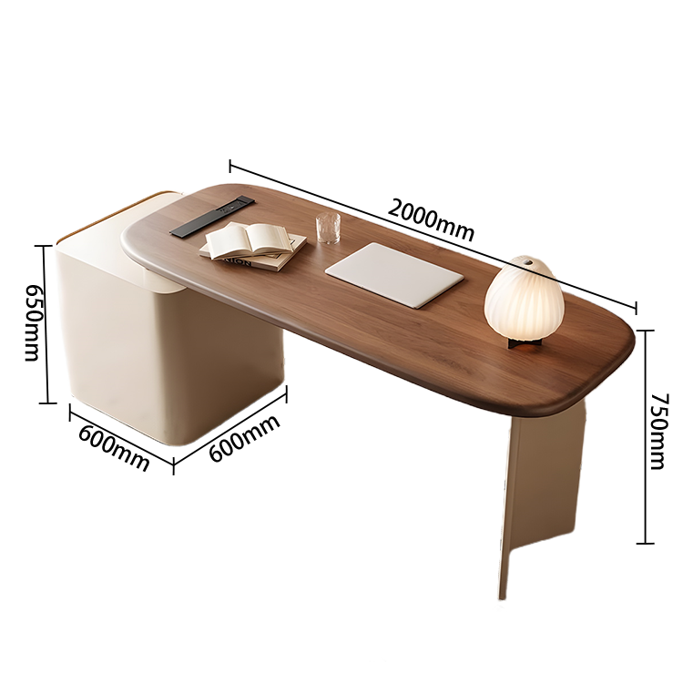 エグゼクティブデスク ワークデスク オフィスデスク 引き出し USBボード R加工 無垢材 伸縮可能 ウォールナット LBZ-N031