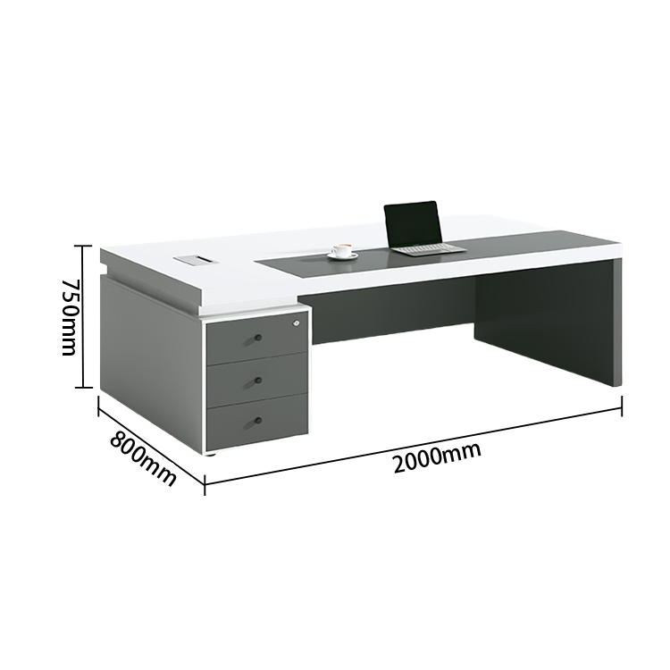 エグゼクティブデスク オフィスデスク デスク PC収納スペース 鍵付き引き出し 配線ボックス ホワイト カスタマイズ可能 LBZ-N036