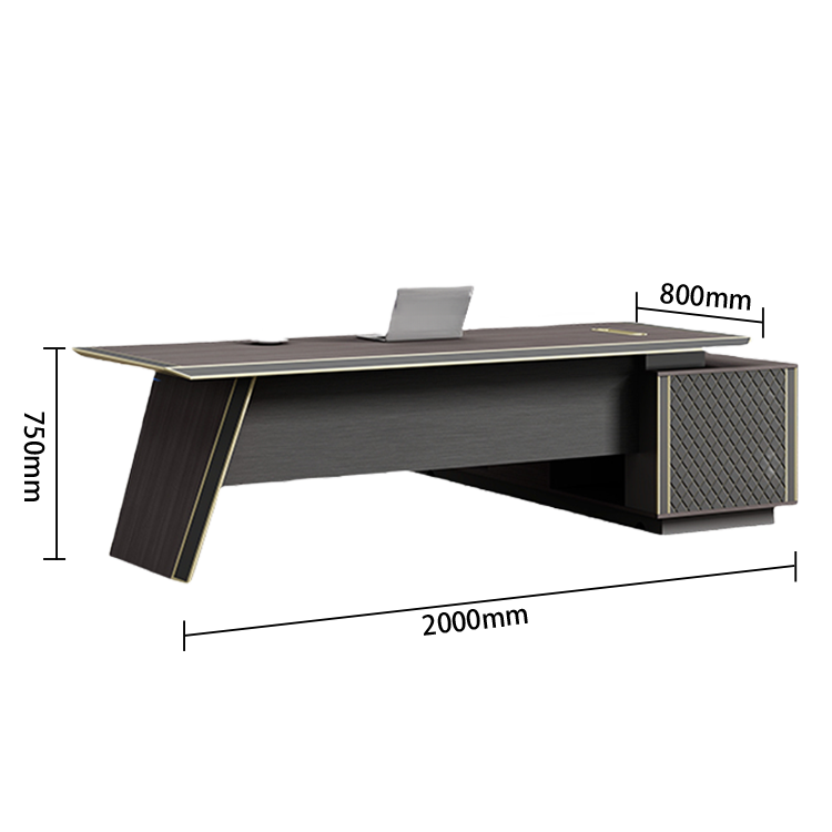 エグゼクティブデスク オフィスデスク 社長机 配線ボックス 大容量収納 レザー張り アルミエッジバンド カスタマイズ可能 LBZ-N034