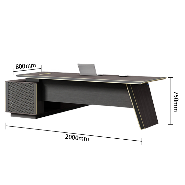 エグゼクティブデスク オフィスデスク 社長机 配線ボックス 大容量収納 レザー張り アルミエッジバンド カスタマイズ可能 LBZ-N034