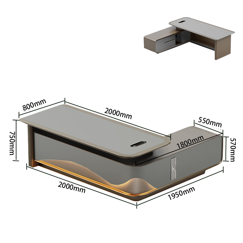 オフィスデスク エグゼクティブデスク 社長机 事務用 排気口 指紋認証式キー LEDライト エレガント カスタマイズ可能 LBZ-N016