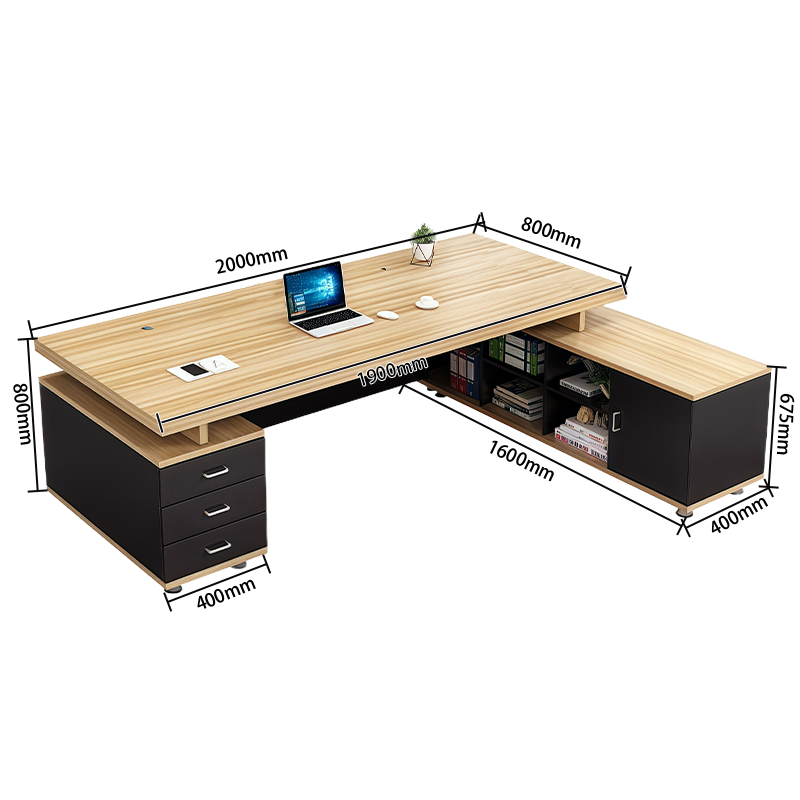 オフィスデスク エグゼクティブデスク 社長机 ワークデスク 事務用 配線穴 大容量収納 木目調 幕板付き カスタマイズ可能 LBZ-N007