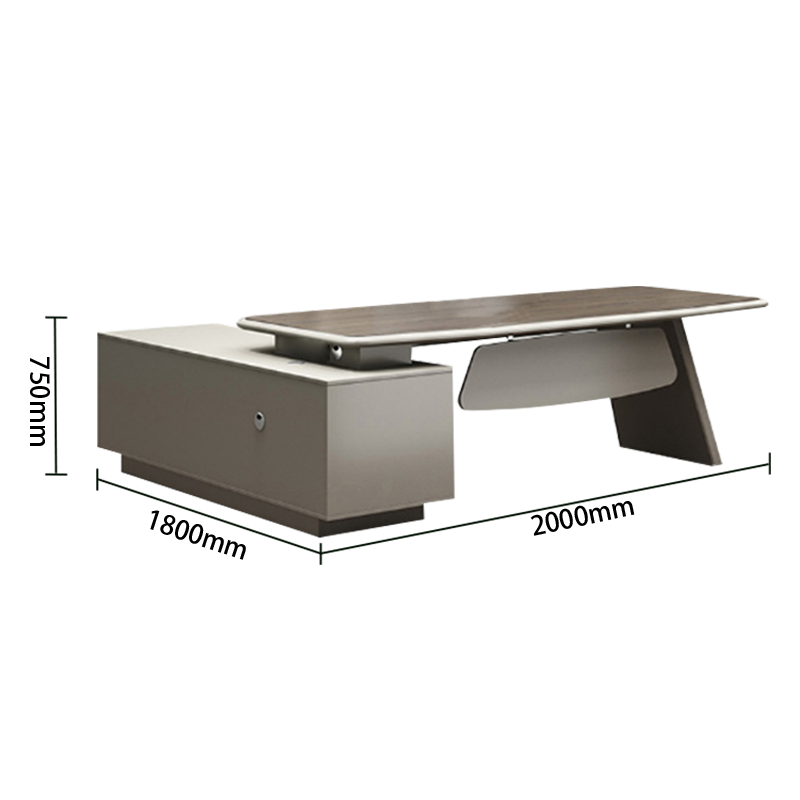 ワークデスク オフィスデスク エグゼクティブデスク 社長机 配線ボックス ダイヤル錠 ウォールナット カスタマイズ可能 LBZ-N019