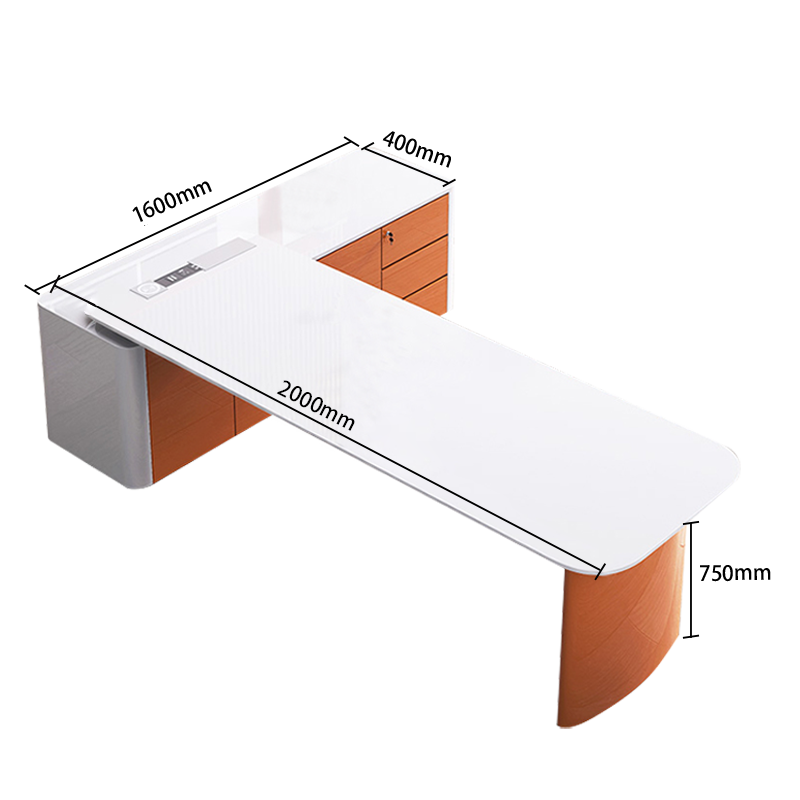 ワークデスク エグゼクティブデスク オフィスデスク 社長机 幕板付き 焼付塗装 配線ボックス ホワイト カスタマイズ可能 LBZ-N006