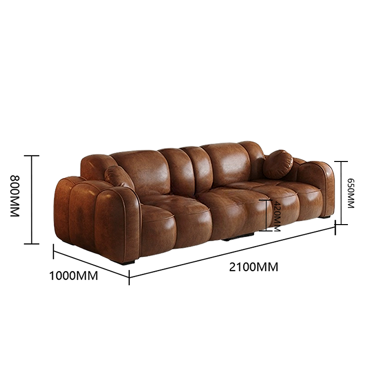 レザーソファ 高級ソファ ローソファー リビング 2人掛け 3人掛け 人間工学 弾力性 柔らか ブラウン カスタマイズ可能 JYSF-N011