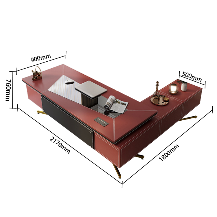 ワークデスク オフィスデスク 社長机 昇降可能デスク 電動昇降デスク 引き出し 大容量収納 オレンジ カスタマイズ可能 LBZ-N023