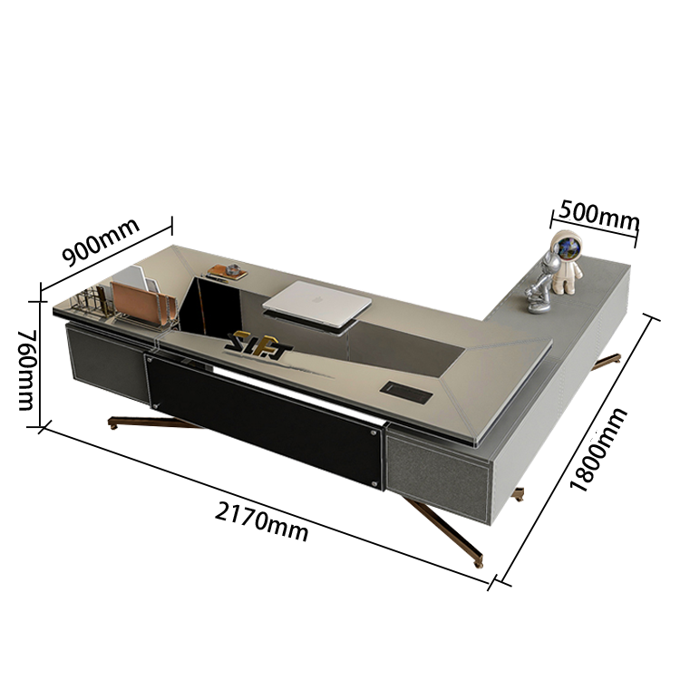 ワークデスク オフィスデスク 社長机 昇降可能デスク 電動昇降デスク 引き出し 大容量収納 オレンジ カスタマイズ可能 LBZ-N023