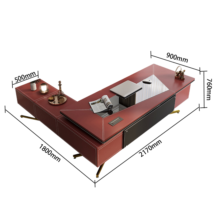 ワークデスク オフィスデスク 社長机 昇降可能デスク 電動昇降デスク 引き出し 大容量収納 オレンジ カスタマイズ可能 LBZ-N023