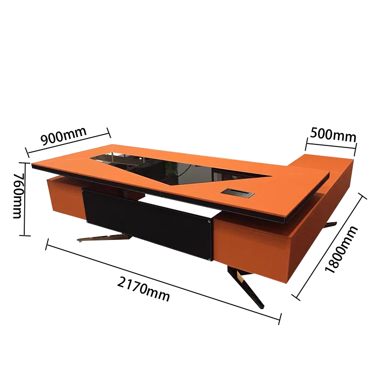 ワークデスク オフィスデスク 社長机 昇降可能デスク 電動昇降デスク 引き出し 大容量収納 オレンジ カスタマイズ可能 LBZ-N023