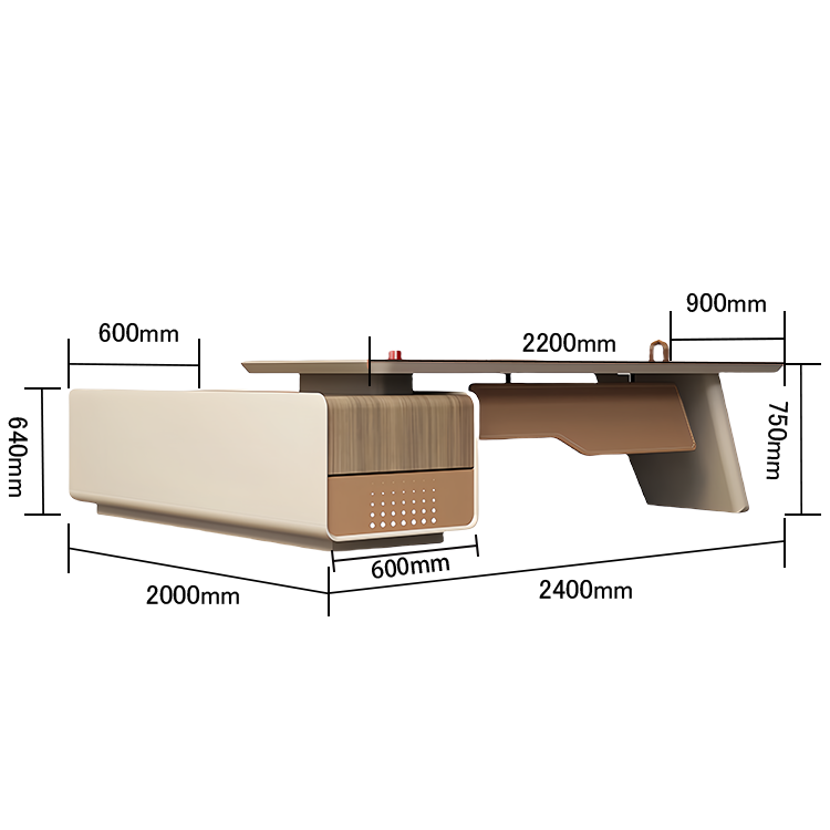 エグゼクティブデスク ワークデスク オフィスデスク L型デスク 引き出し収納 焼付塗装 ウォールナット カスタマイズ可能 LBZ-N068