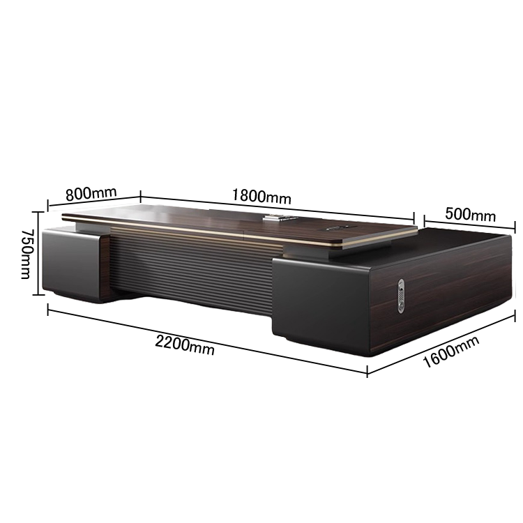 エグゼクティブデスク フィスデスク デスク 冷却ファン付き ダイヤル錠 幕板付き おしゃれ ローズウッド カスタマイズ可能 LBZ-N048