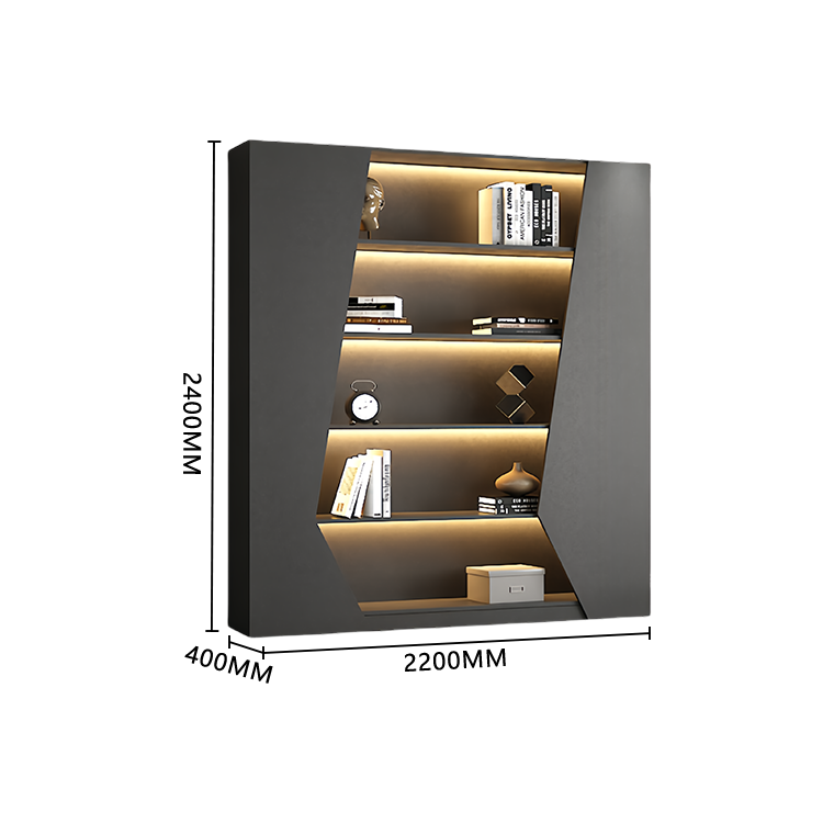 オフィスキャビネット ディスプレイラック 収納棚 分類収納 オープン収納 センサーライト グレー カスタマイズ可能 BGCWG-N049