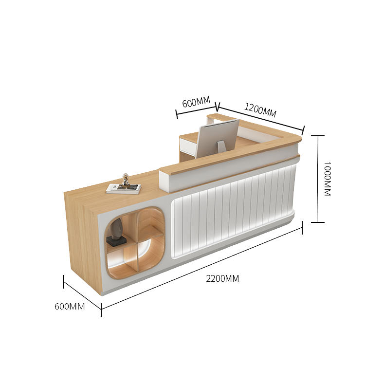 受付カウンター レジカウンター 受付台 大型カウンター サロン 収納 厚手 洗練 ベージュ カスタマイズ可能 JDQT-BODS-N003