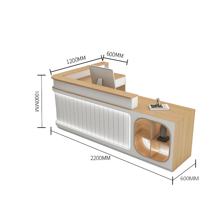 受付カウンター レジカウンター 受付台 大型カウンター サロン 収納 厚手 洗練 ベージュ カスタマイズ可能 JDQT-BODS-N003