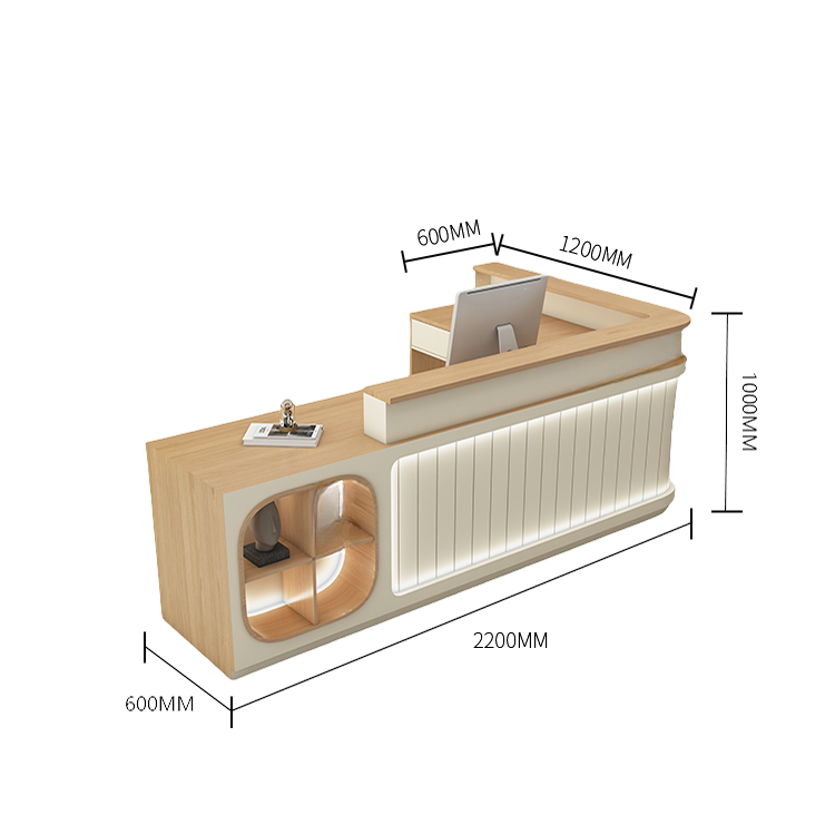 受付カウンター レジカウンター 受付台 大型カウンター サロン 収納 厚手 洗練 ベージュ カスタマイズ可能 JDQT-BODS-N003