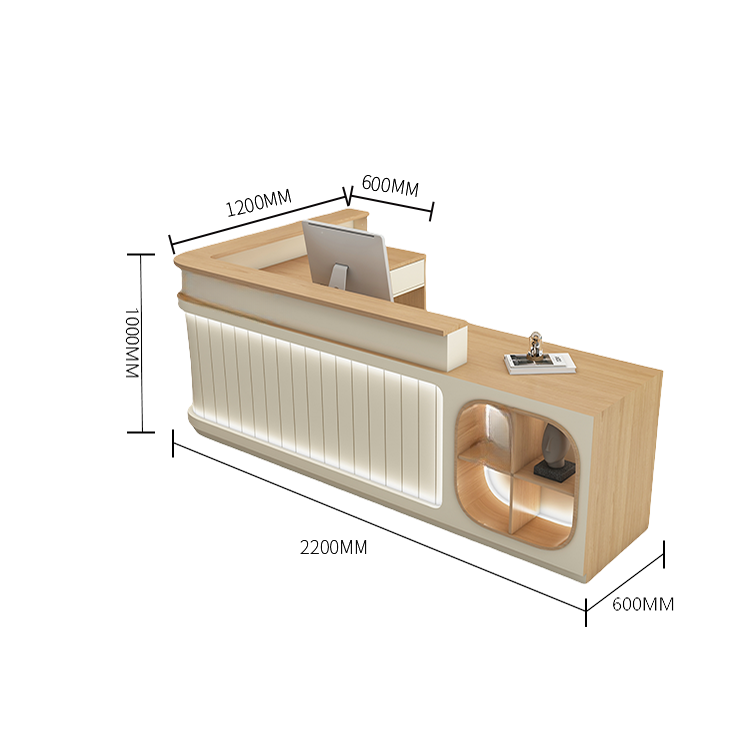 受付カウンター レジカウンター 受付台 大型カウンター サロン 収納 厚手 洗練 ベージュ カスタマイズ可能 JDQT-BODS-N003