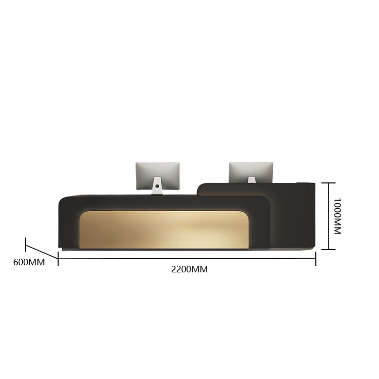 受付カウンター レジカウンター 店舗用 焼付塗装 LEDライト付き 大容量収納 ブラック カスタマイズ可能 JDQT-BODS-N024