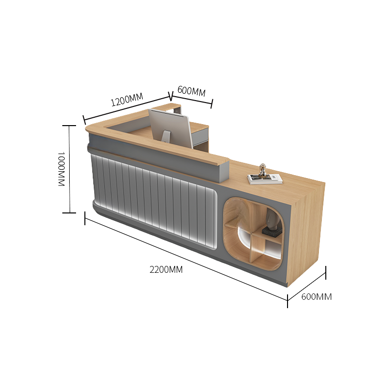受付カウンター レジカウンター 受付台 大型カウンター サロン 収納 厚手 洗練 ベージュ カスタマイズ可能 JDQT-BODS-N003