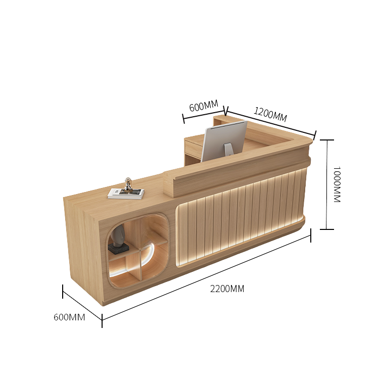 受付カウンター レジカウンター 受付台 大型カウンター サロン 収納 厚手 洗練 ベージュ カスタマイズ可能 JDQT-BODS-N003
