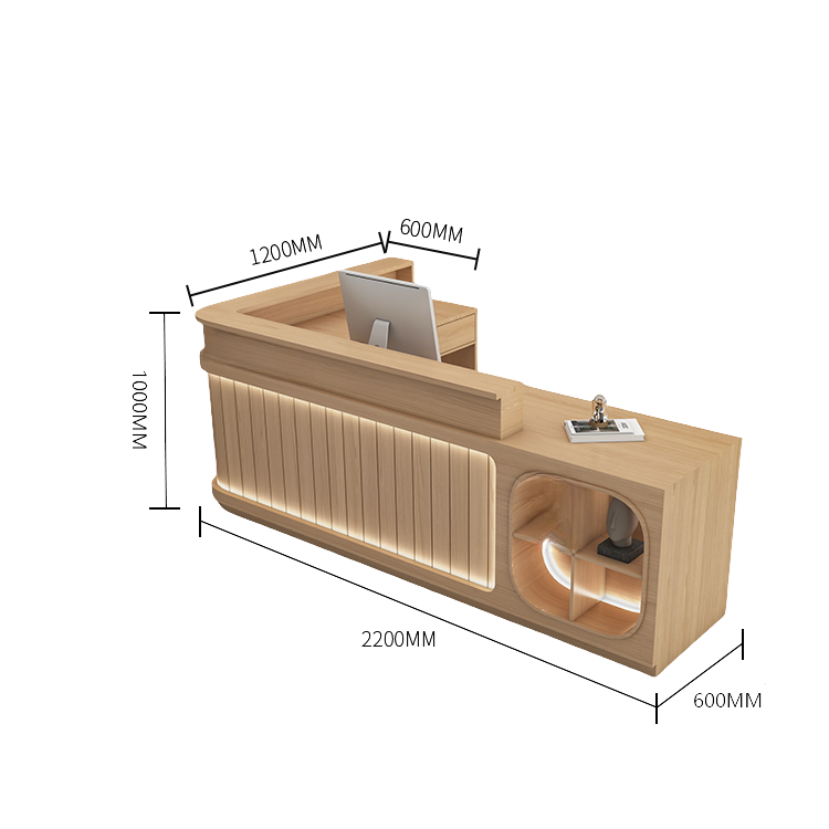 受付カウンター レジカウンター 受付台 大型カウンター サロン 収納 厚手 洗練 ベージュ カスタマイズ可能 JDQT-BODS-N003