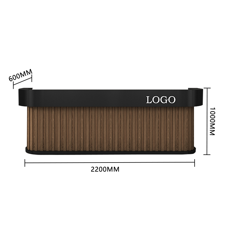 受付カウンター レジカウンター フロント エントランス受付 オフィスカウンター 美容室 ホテル 店舗用 引き出し 扉付き収納 オープン収納 台輪デザイン 厚重感 耐久性 高級感 上質 洗練 贅沢 ウォールナット グレー カスタマイズ可能 JDQT-N038