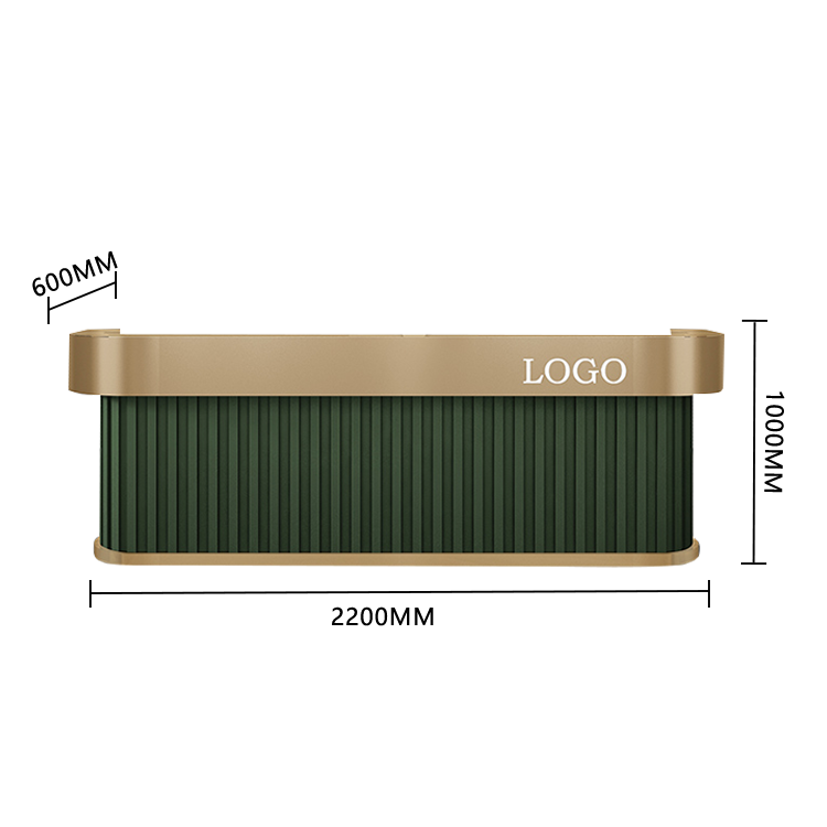 受付カウンター レジカウンター フロント エントランス受付 オフィスカウンター 美容室 ホテル 店舗用 引き出し 扉付き収納 オープン収納 台輪デザイン 厚重感 耐久性 高級感 上質 洗練 贅沢 ウォールナット グレー カスタマイズ可能 JDQT-N038