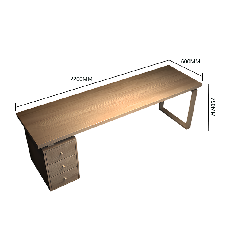 オフィスデスク パソコンデスク ワークデスク 作業デスク 引き出し 木目調 ワニス塗装 片袖机 おしゃれ ライトウォールナト DNZ-N002
