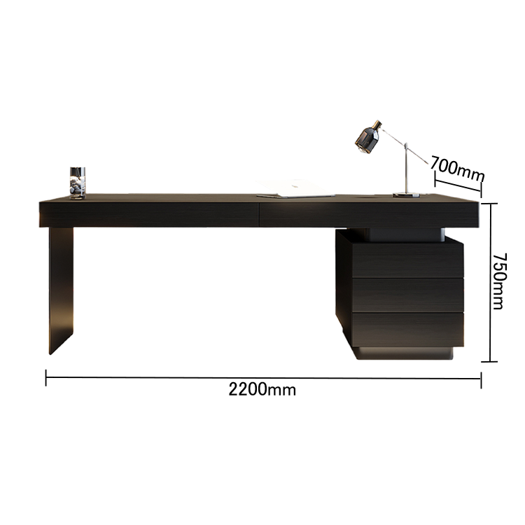 エグゼクティブデスク オフィスデスク 社長机 片袖机 木目調 引き出し収納 シンプル 洗練 ダークオーク カスタマイズ可能 LBZ-N059