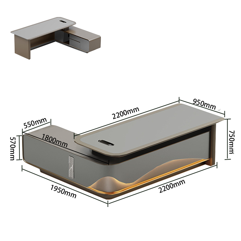 オフィスデスク エグゼクティブデスク 社長机 事務用 排気口 指紋認証式キー LEDライト エレガント カスタマイズ可能 LBZ-N016