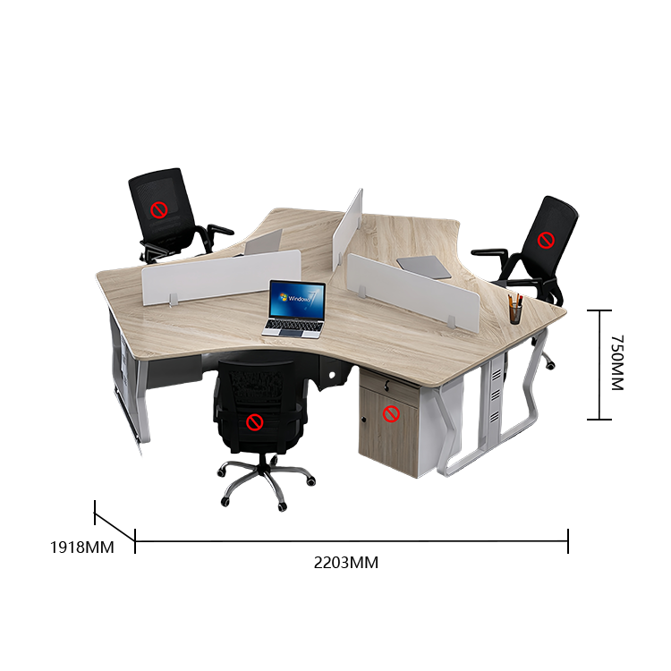 オフィスデスク ワークデスク 社員用デスク スチールフレーム 配線穴 焼付塗装 仕切りパネル シンプル カスタマイズ可能 YGZ-N059