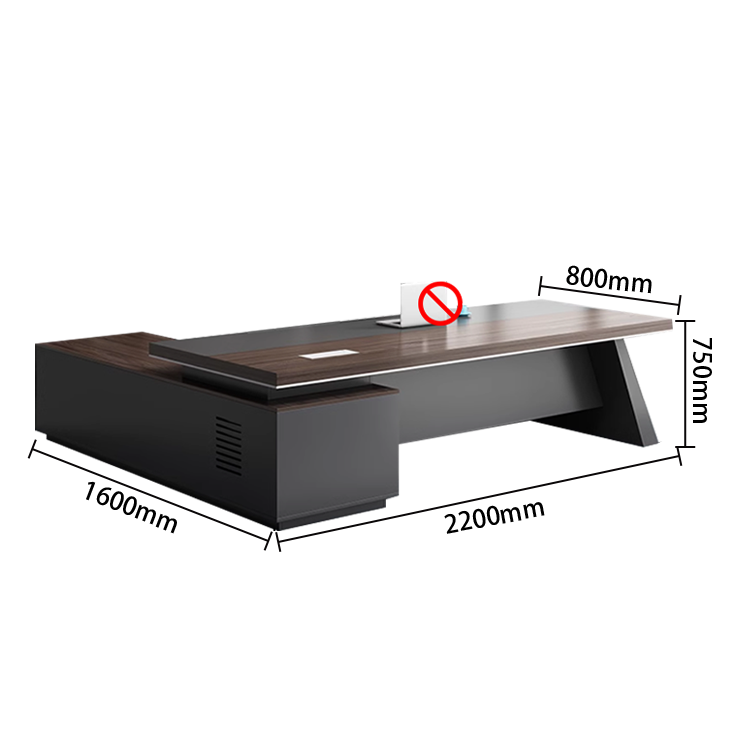 エグゼクティブデスク ワークデスク オフィスデスク L型デスク 社長机 幕板付き 配線ボックス 高級感 カスタマイズ可能 LBZ-N005